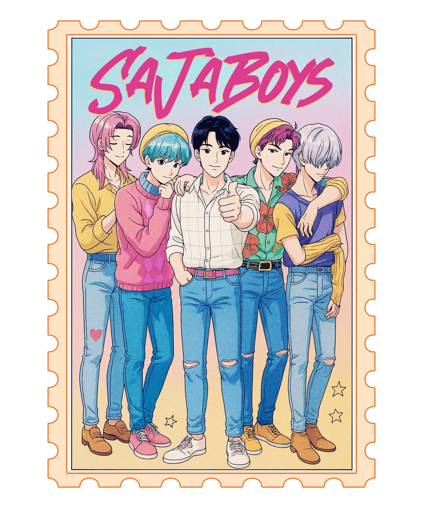 🎤 SAJA BOYS K-Pop Inspired DTF Transfer – 7.8x11 Inch Full-Color Heat Transfer