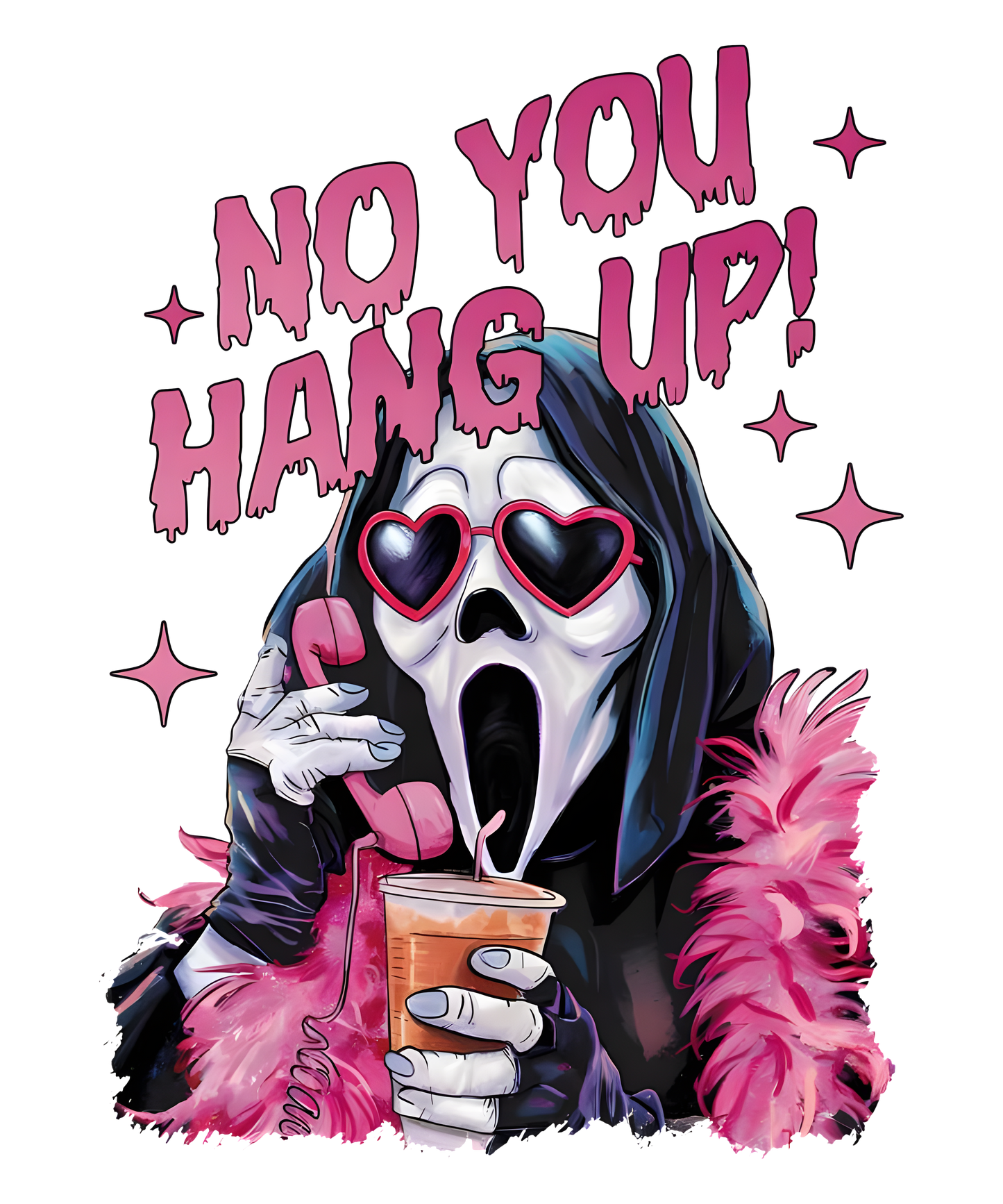 Scream Ghostface “No You Hang Up!” DTF Transfer – 11x13.2 in Horror Design