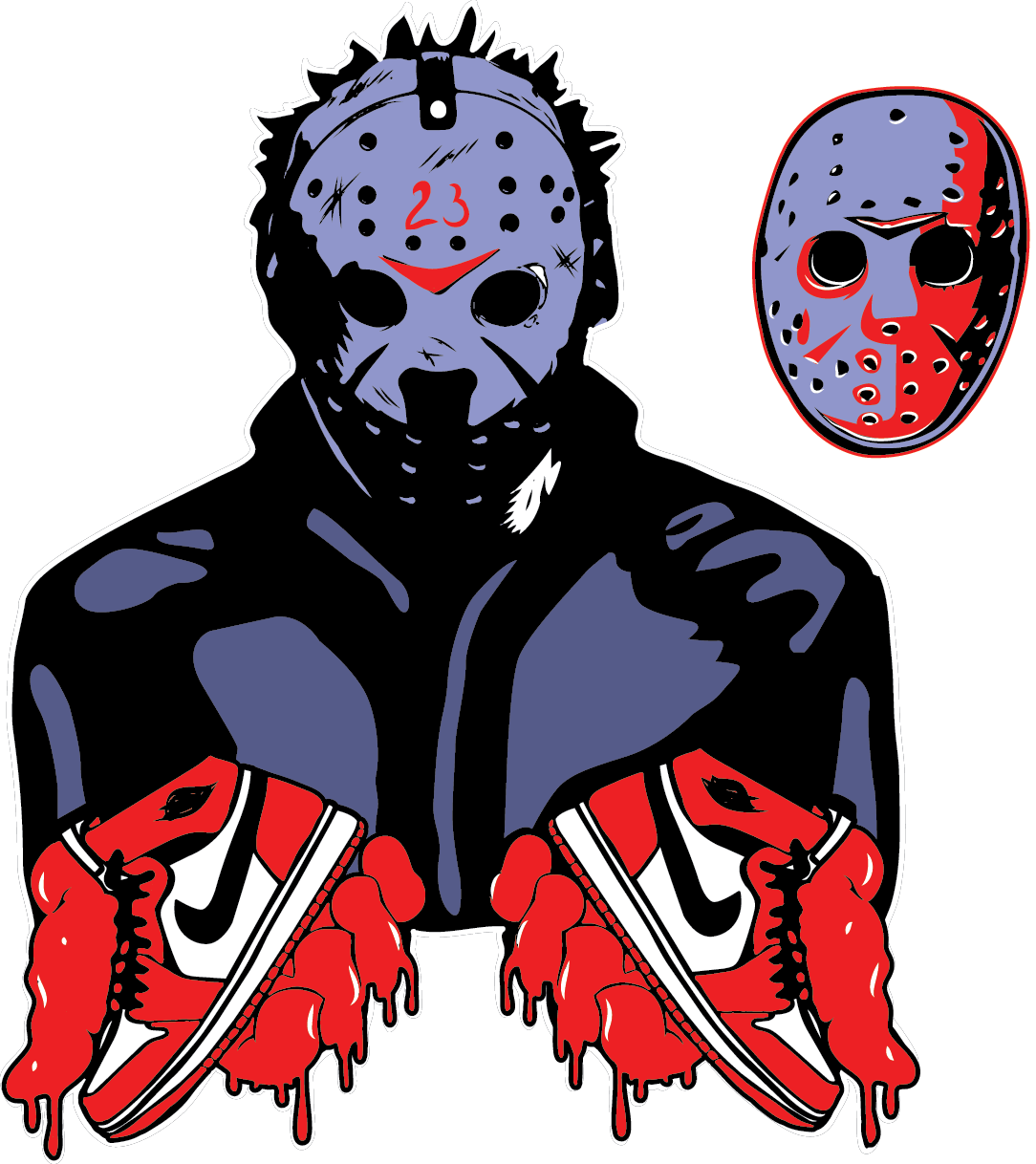 Jason Mask & Sneakers DTF Transfer – 11x12.4 in Horror Streetwear Design