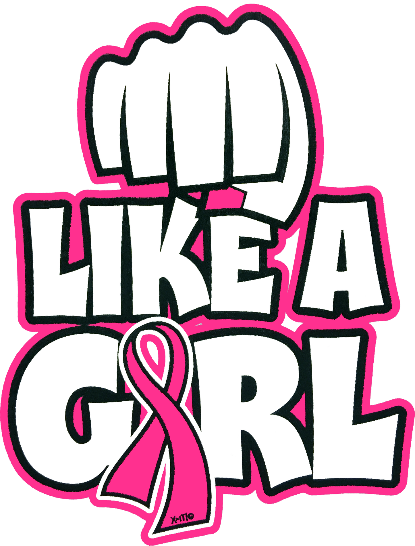 Like a Girl Pink Ribbon DTF Transfer – 8.5x11 in Awareness Design
