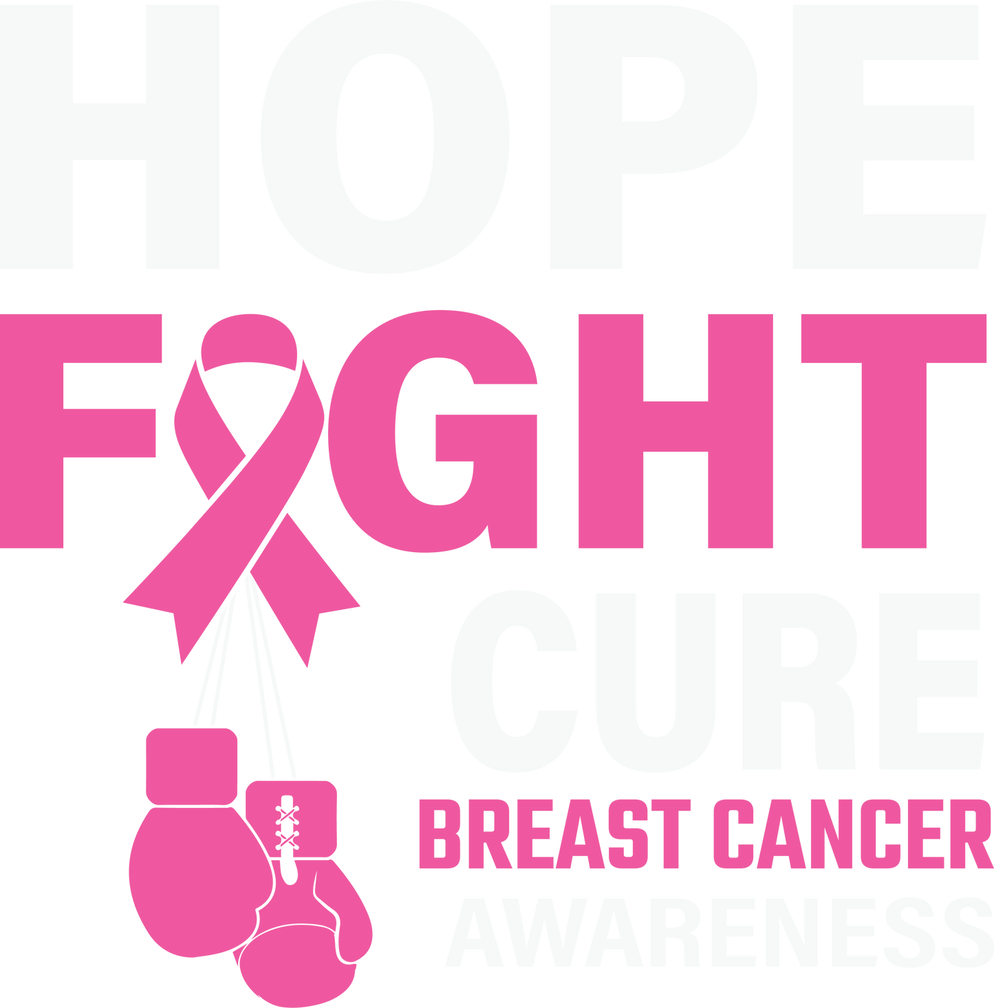 Hope Fight Cure Breast Cancer Awareness DTF Transfer – 11x11.1 in Design
