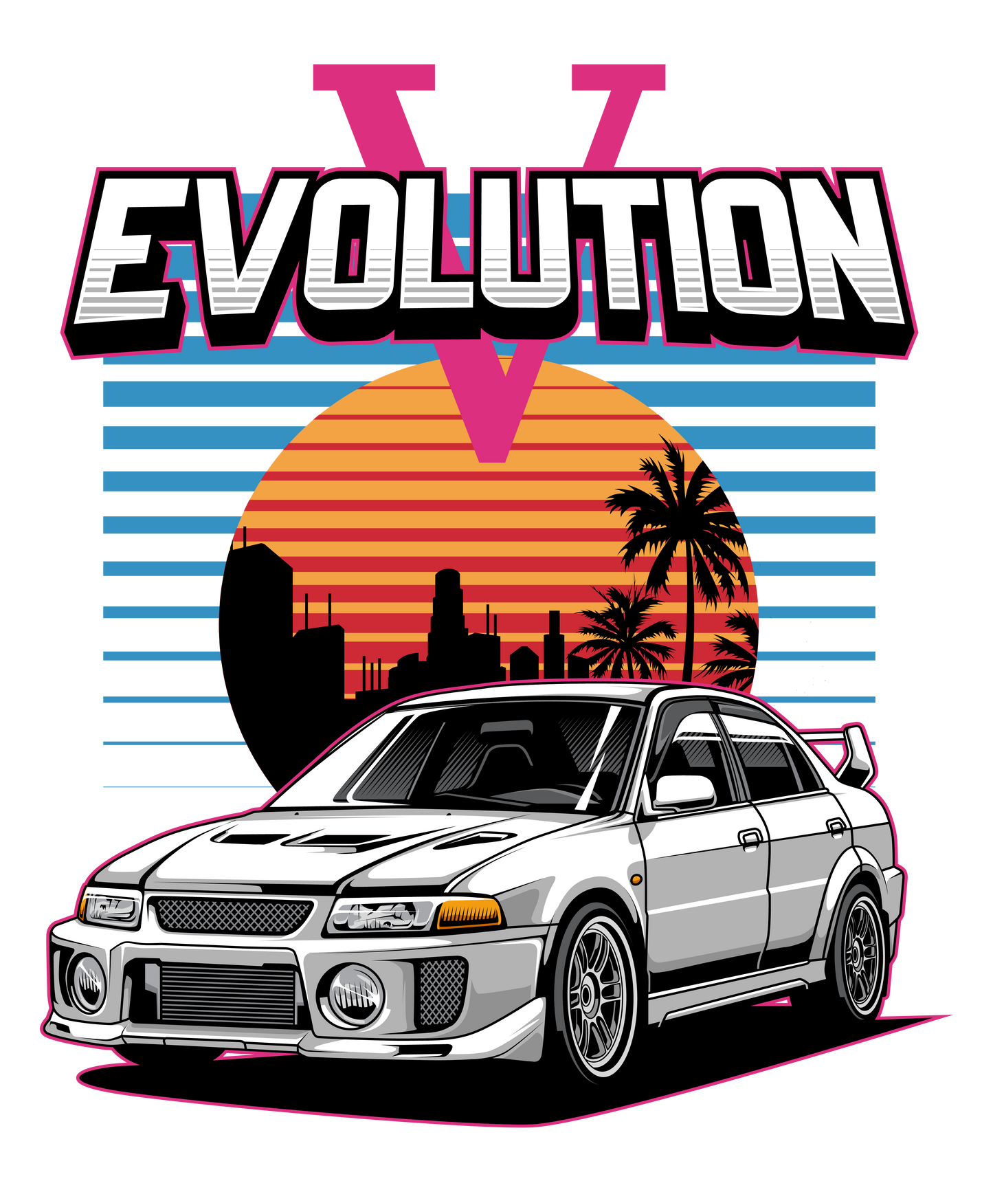Evolution V DTF Transfer – 11x13.2 in | Retro Skyline Design