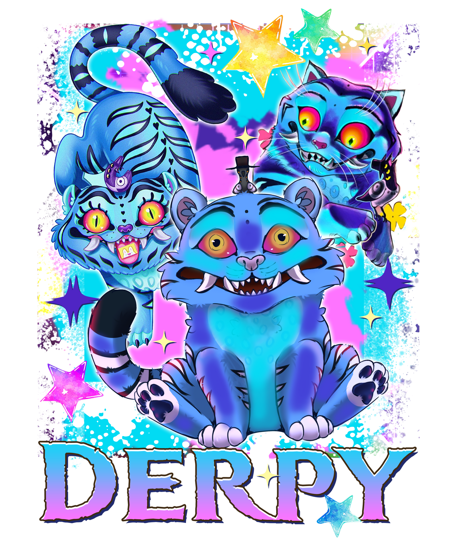 🐯 Derpy Tiger DTF Transfer – 8x11 Inch Full-Color Heat Transfer