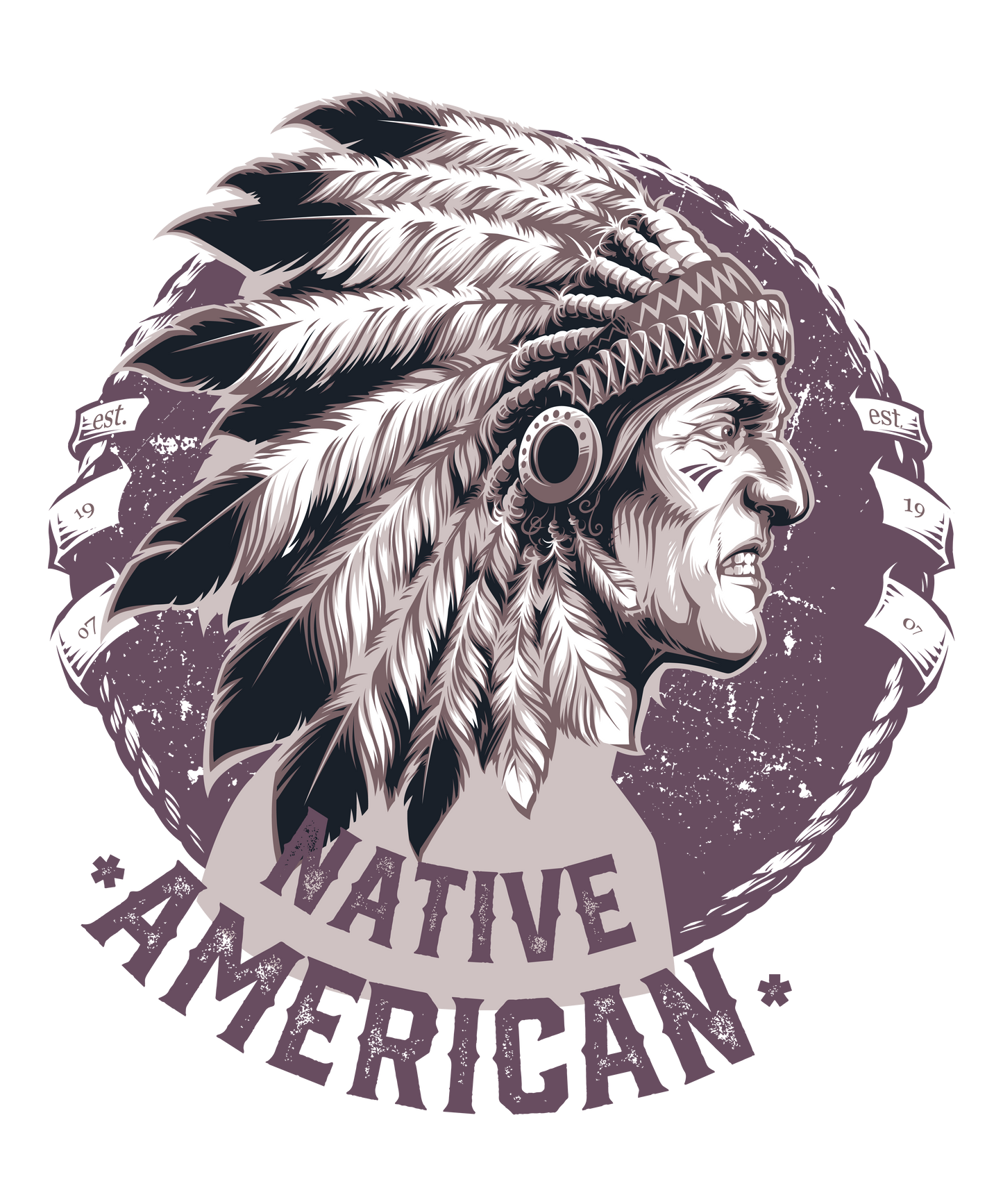Native American Warrior DTF Transfer – 11x12.5 Inch Full-Color Transfer