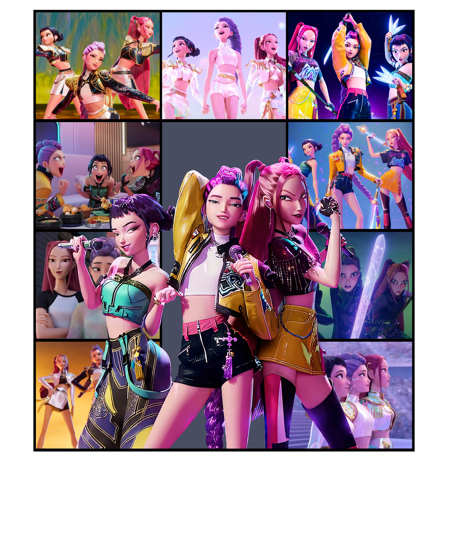 🔥 Huntrix K-Pop Demon Hunters DTF Transfer – 8x11 Inch Full-Color Heat Transfer