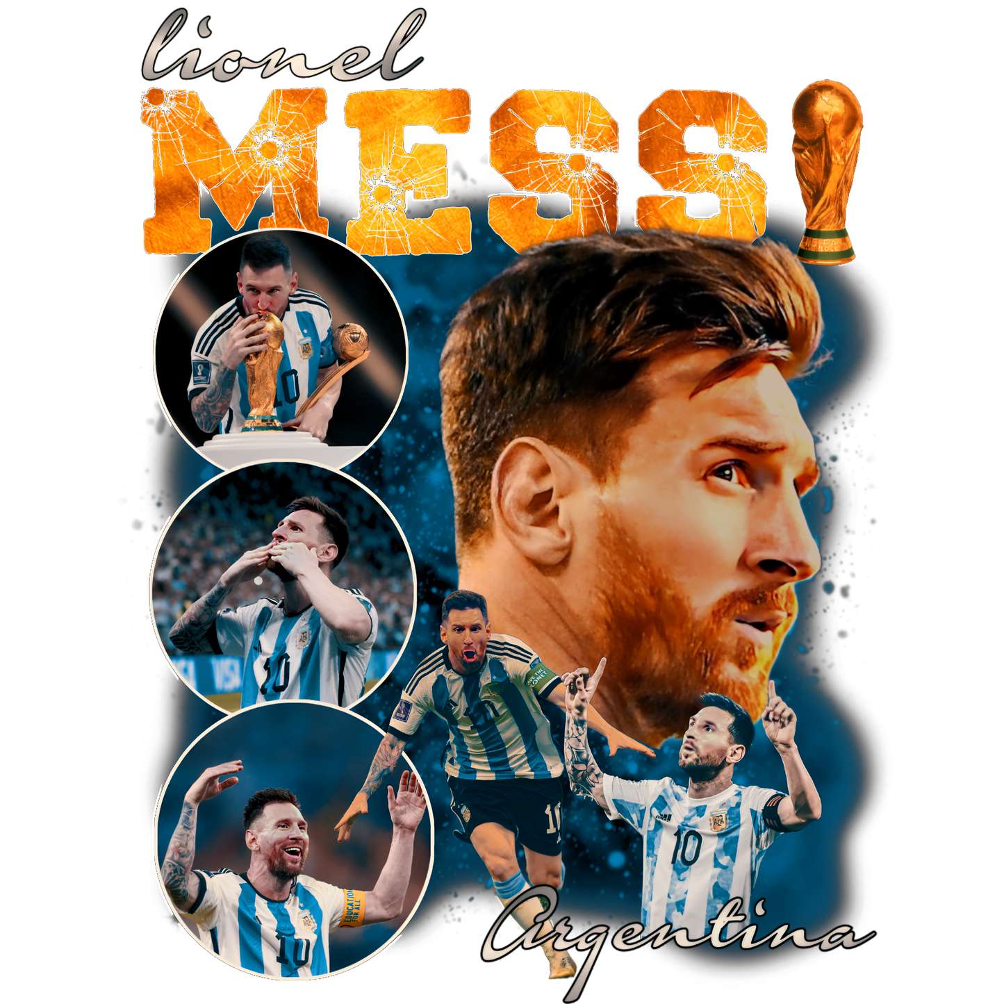 Lionel Messi Argentina DTF Transfer – 11x11 in