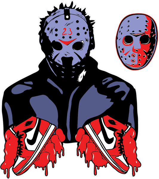Jason Mask & Sneakers DTF Transfer – 11x12.4 in Horror Streetwear Design