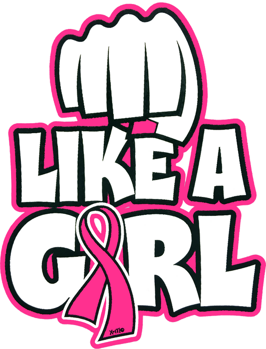Like a Girl Pink Ribbon DTF Transfer – 8.5x11 in Awareness Design