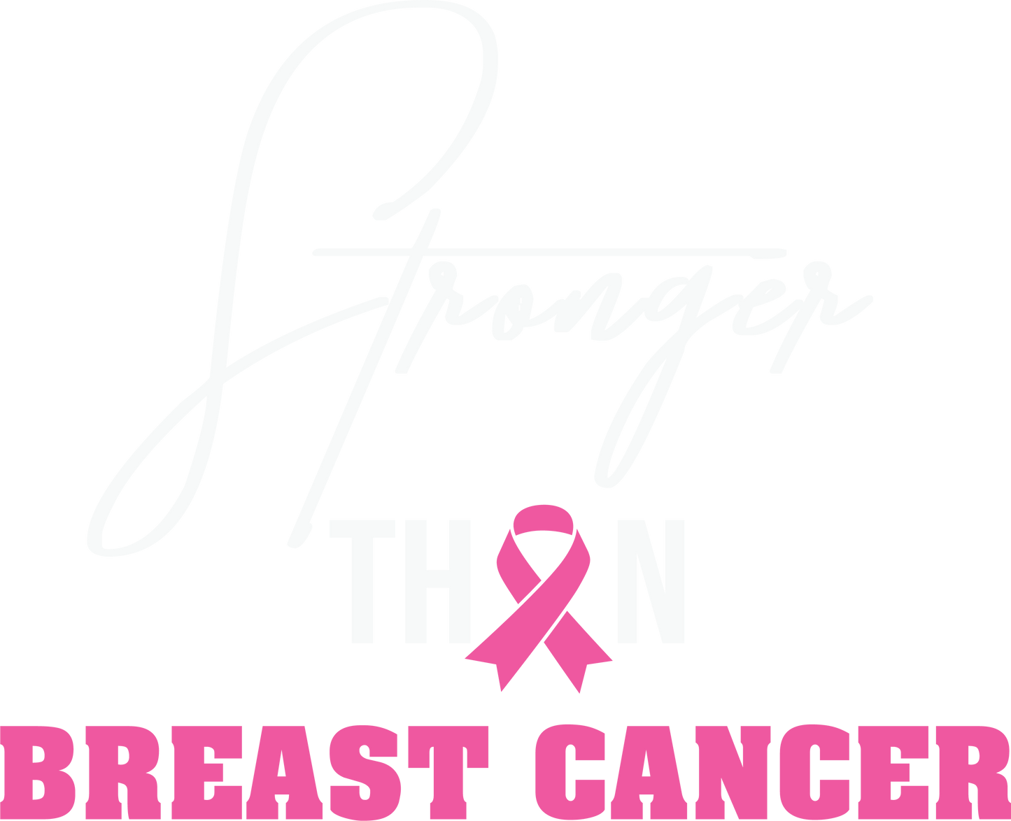 Stronger Than Breast Cancer Pink Ribbon DTF Transfer – 11x13.5 in Awareness Design