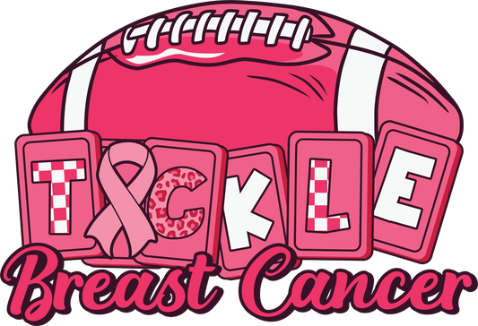 Tackle Breast Cancer Football Breast Cancer Awareness DTF Transfer – 11x7.5 Inch Full-Color Transfer