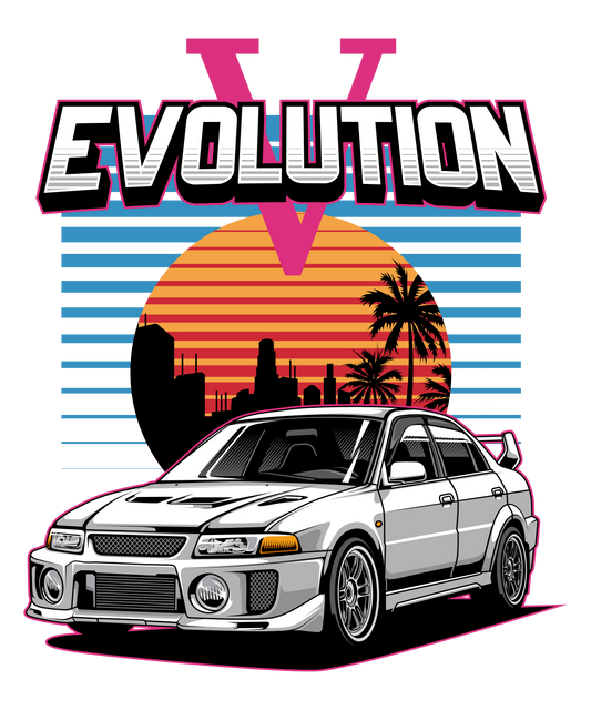 Evolution V DTF Transfer – 11x13.2 in | Retro Skyline Design