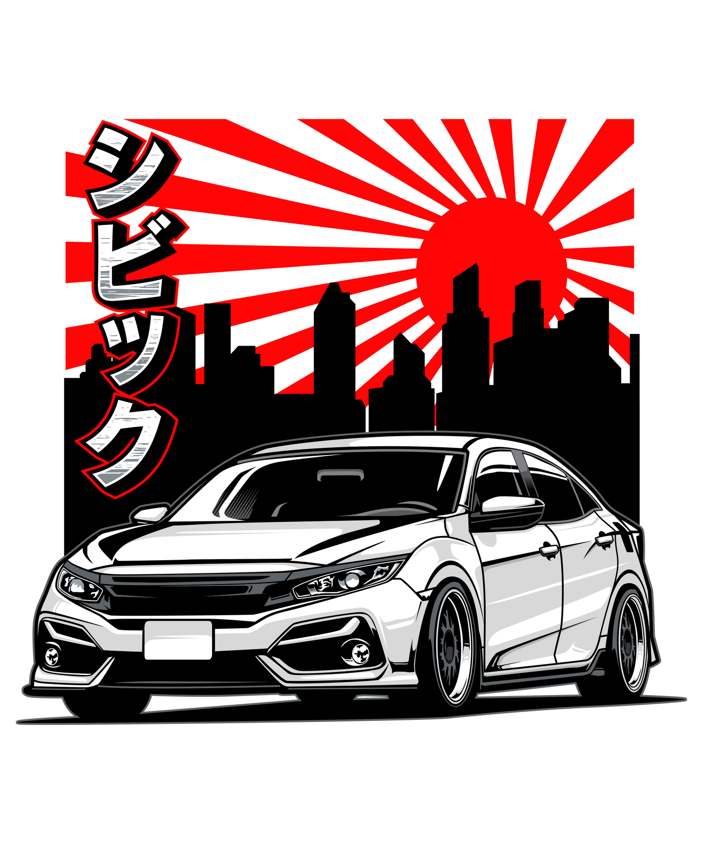 Civic Rising Sun DTF Transfer – 11x13.2 in | JDM Street Design
