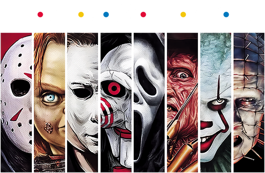 Horror Friends DTF Transfer – 11x7.2 in Slasher Lineup Design