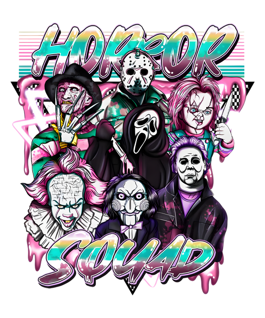 Horror Squad DTF Transfer – 11x13.2 in Slasher Icons Design