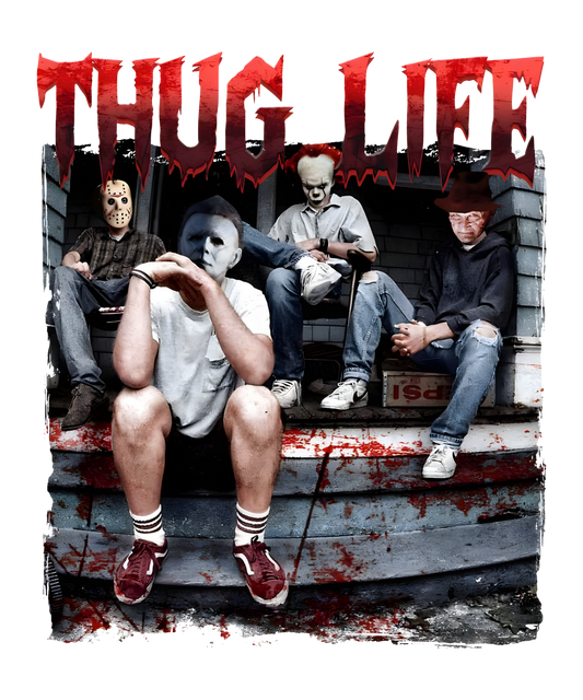 Thug Life Horror Characters DTF Transfer – 11x13.2 in Streetwear Design